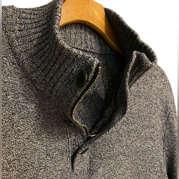 American Eagle Sz LT Heathered Gray Fisherman’s High Collar Zip Sweater - Picture 5 of 8